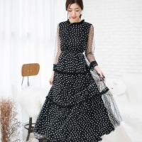 ราคา เดรสงานป้าย ONE ONE งานมาใหม่!! เดรสยาวสีดำ ลายหัวใจสีขาว (1704348013)