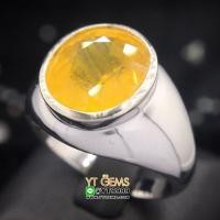 ราคา แหวนบุษราคัม แหวนเงินแท้ 92.5% ชุบทองคำขาว ประดับ พลอยบุษราคัมแท้ YTG-9797 (7129155415)