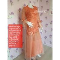 ราคา เดรสผ้าแก้วแต่งลูกไม้สีส้มโอรส สวยมากสีสดใหม่ลดเหลือ449฿ (23431508170)