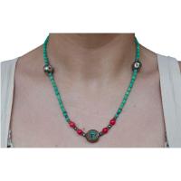 ราคา สร้อยคอหินเทอร์ควอยส์ สีเขียว หินปะการัง พร้อมจี้หินเนปาล หินแท้ธรรมชาติ Turquoise, Coral Beads Necklace Nepal Pendant (41875900954)