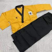 ราคา B5# ชุดพุมเซ่ TKD เสื้อทอง+กางเกงดำ ผ้าพิเศษสำหรับพุมเซ่ ชุดครู ชุดเทควันโด ชุดพุมเซ่เทควันโด Poomsae Taekwondo uniform (2878588489)