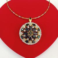 ราคา สร้อยคอแฟชั่นผู้หญิงโชคเกอร์และจี้พร้อมเข็มกลัดพลอยสีมาคีล้อมเพชร CZ กลม ชุบ 2 กษัตริย์ (โชคเกอร์มี 2 แบบ ให้เลือก) (19246578484)