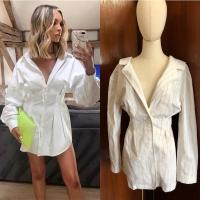 ราคา ของใหม่ป้ายห้อย เบลเซอร์ เสื้อสูทลินิน ไหล่ตก เปิดไหล่ ลายทาง blazer เสื้อคลุม เสื้อกันหนาว ใส่ทำงานได้ (10780770454)