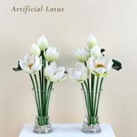 ราคา แจกันดอกบัวประดิษฐ์ ดอกบัวหลวงสีชมพู แจกันดอกไม้บูชาพระ (24390730695)