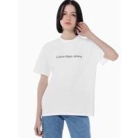 ราคา [พร้อมส่ง✅] Calvin Klein Women's White Fit Cotton T-Shirt (J218909YAF) SIZE S (25458625513)