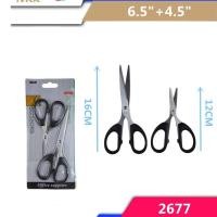 ราคา กรรไกรตัดกระดาษ แพ็คคู่ ขนาด6.5นิ้วและ4.5นิ้่ว กรรไกรตัดกระดาษ สแตนเลส No.2677MKK (12479638223)