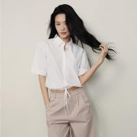 ราคา GIORDANO (Korea Collection) เสื้อเชิ้ตผู้หญิง Women's Cropped Drawstring Shirt 05345499 (42715446943)