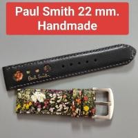 ราคา สายนาฬิกา 22 mm. หนังแท้ ตัดจากกระเป๋า Paul Smith มือสองของแท้ งาน Handmade บัคเคิ้ล22mm. สีสันสวยไม่ซ้ำใคร แถมสปริงบาร์ (25400657461)