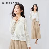 ราคา GIORDANO WOMEN Semi-sheer hollow knit cardigan 13355209 (29433643051)