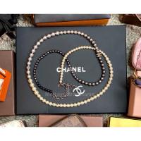 ราคา CHANEL Long Statement Necklace White Faux Pearl & Black Beaded (รับประกันสินค้าแท้) (25573558115)