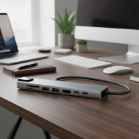 ราคา USB C Hub 8 in 1 พร้อมช่องอ่าน SD/TF การ์ด, RJ45 Ethernet, รองรับ 4K สําหรับ MacBook และ iPad (28993737728)