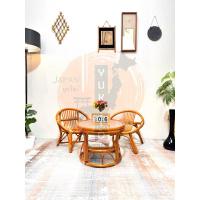 ราคา ชุดรับแขกขนาดมินิไซส์ ชุดโต๊ะเก้าอี้คู่หวาย เฟอร์นิเจอร์ไม้หวาย ญี่ปุ่นมือสอง (40475161382)