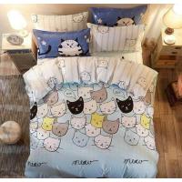 ราคา ชุดผ้าปูที่นอน 6 ฟุต พร้อม ผ้านวม 5 ชิ้น เกรด A ลายแมวเหมียว (70527832)