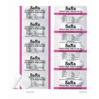 ราคา Sara ซาร่า พาราเซตามอล ยาเม็ดบรรเทาปวด ลดไข้ ชนิดเม็ดรี/เม็ดกลม 1 แผง 10 เม็ด (26683554180)