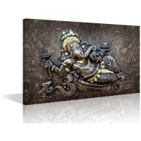 ราคา พระพิฆเนศผ้าใบ Wall Art ฮินดูลิสศาสนาภาพสําหรับห้องนอน 1 ชิ้นพระพิฆเนศตกแต่งบ้านสําหรับห้องนั่งเล่น Giclee กรอบไม้ Gallery-ห่อ Re (24136365747)
