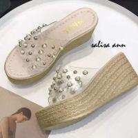 ราคา รองเท้าส้นเตารีดแต่งมุก​ สวยมากเบอร์37 (1770947527)