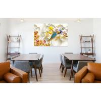 ราคา รูปภาพติดผนัง กรอบลอยพร้อมแขวน ภาพนกยูงคู่และดอกไม้ปรับฮวงจุ้ย (7531674432)