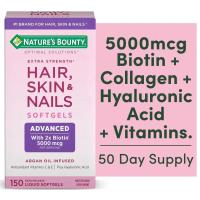 ราคา Nature’s Bounty Advanced Hair, Skin & Nails with 2X Biotin 5,000 mcg. (150Softgels) ผิวผมเล็บ ไบโอติน (43725351801)