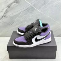 ราคา Nike Air Jordan 1 Low สีดำสีม่วง รองเท้าลำลองสำหรับทั้งผู้ชายและผู้หญิง (48451471618)