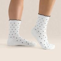 ราคา Move Active - ถุงเท้าพิลาทิส - MoveActive - Grip Socks - Crew White Black Polka Dots Ruffles - ถุงเท้าน่ารัก - Barre Yoga (44224004625)