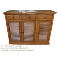 ราคา ✨ถูกสุด✨Dokbuashop45 - ตู้รองเท้า 3 บานเกล็ด ยาว 120 ซม.ตู้ห้องครัว ตู้เคาเตอร์ ทำสี ไม้สักแท้ (19396237476)