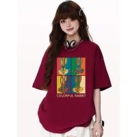 ราคา 2025 รุ่นใหม่ แขนสั้น เสื้อยืดผู้หญิงแฟชั่น เสื้อสกรีน ดิสนีย์ บั๊กส์ บันนี่ เสื้อยืด โอเวอร์ไซต์ (40271589425)