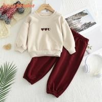 ราคา Bear Leader Casual Boys Girls Suit Korean Love Printed Round Neck Sweatshirt Pullover Tops + Pants 2 Piece Sets Autumn Long Sleeves Kids Clothes New Year Christmas Outfits (28716246470)