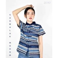 ราคา เสื้อหม้อห้อมคอจีนหญิง พิมพ์ลายไทยหยัก รหัส 2070 (11035824793)