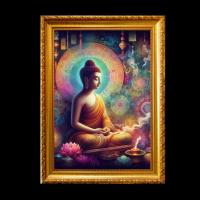 ราคา รูป พระพุทธเจ้า ดอกบัว ศีล สมาธิ ปัญญา สติ พุทธศิลป์ ของขวัญ รูป พร้อม กรอบรูป (26483065940)