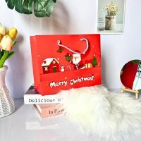 ราคา ถุงกระดาษซานตาคลอสสีแดงพิมพ์ลาย Merry Christmas ถุงกระดาษหูเชือก ถุงกระดาษลายคริสต์มาส (20994134104)