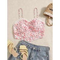 ราคา SHEIN เสื้อท็อปสายเดี่ยว ตัดแต่งลูกไม้ลายดอกอกกลีบบัว มือ1 ไซส์M (19301014039)