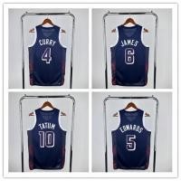 ราคา [กดร้อน]Paris Olympic Games USA เสื้อบาสเก็ตบอลผู้ชาย Curry Tatum James Holiburton Durant Booker (44470791936)