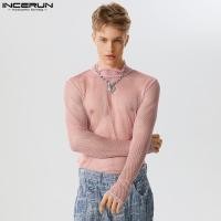 ราคา Incerun เสื้อยืด แขนยาว สีชมพู วิบวับ (23643960564)