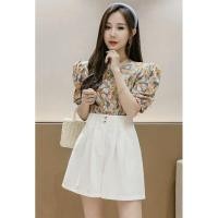 ราคา กางเกงขาสั้นเอวสูงแต่งกระดุมทอง (5645823475)