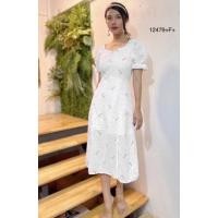 ราคา ชุดเดรสสีขาว ชุดใส่ไปเที่ยว ชุดใส่ไปวัด ชุดลูกไม้ (16681406106)