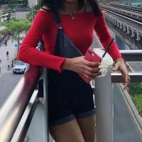 ราคา H&M Off shoulder top เสื้อเปิดไหล่ สีแดง (USED) (6041169253)