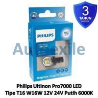 ราคา Philips Ultinon Pro7000 LED T16 W16W 12V 24V สีขาว Original รถด้านหลังไฟถอยหลังปลั๊กแบนรุ่น (45301726248)