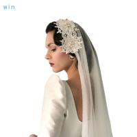 ราคา Win 2 ชั้นวินเทจผู้หญิงผ้าคลุมหน้าแต่งงานดอกไม้ลูกไม้ Applique เลียนแบบไข่มุก Rhineston (44000278730)