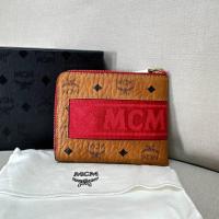 ราคา MCM Curved Zip Wallet in Webbing Visetos Cognac (28261805538)