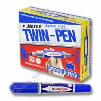 ราคา ปากกาเคมีสองหัว Horse สีน้ำเงิน (1*12 ด้าม) (20449560494)