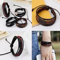 ราคา LKUnisex Vintage Retro Multilayer Braided Faux Leather สายรัดข้อมือสร้อยข้อมือกําไลข้อมือ (41963256883)