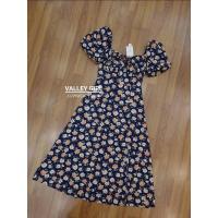 ราคา เดรสลายดอกสีกรม งานป้าย Valley girl SizeL ***มือ1ป้ายห้อย (20503924626)