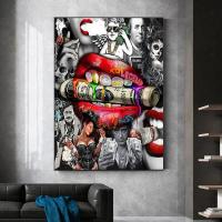 ราคา Luxury Dollar Sexy Lips Wall Art Poster Graffiti Abstract High End Mural Modern Home Room Decor Canvas Painting Picture (27436787291)