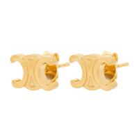 ราคา Celine Triomphe Studs in Brass with Gold Finish Gold ของแท้จากช็อปเกาหลี✔️ Pre-order (56452022287)