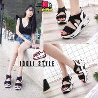 ราคา Idoli styleรองเท้าแตะรัดส้น เสริมส้น สีขาวดำ (1816478088)