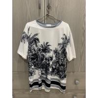 ราคา เสื้อมือหนึ่ง พร้อมส่ง เสื้อคอกลมผ้าเด้ง แขนสั้น สีขาว ลายDiorต้นมะพร้าว (16640229283)