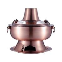 ราคา หม้อไฟ ชาบู ชาร์โคล สเตนเลส ทองแดงเทียม แบบหนา สไตล์ปักกิ่งย้อนยุค ใช้ได้สองแบบ (24957196206)