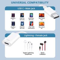 ราคา USB C to Lightning Audio Adapter, USB Type C Male to Female Lightning Earphone Audio Adapter Compatible with iPhone 16/16 Pro Max/15/15Pro, iPad Pro, iPad Air 6/5/4, MacBook, Galaxy S24(Audio Only) (5