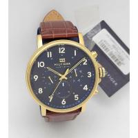 ราคา นาฬิกา TOMMY HILFIGER MEN'S 1710380 QUARTZ MULTIFUNCTION BLUE DIAL GOLD STAINLESS STEEL BROWN LEATHER STRAP WATCH 46 MM (28003727239)