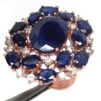 ราคา แหวนพลอยแท้ ไพลิน-น้ำเงิน 12 x 16 mm. ล้อม ไพลิน เพทาย เงินแท้ 925 ชุบนาค (rose gold) ไซร์แหวน 8.5 (29473218290)